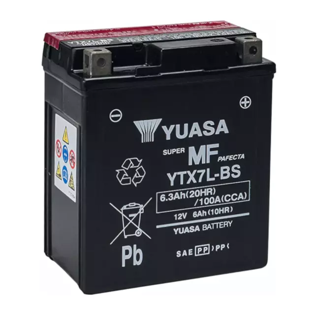 Batterie Yuasa YTX7L-BS 12 V 6 Ah 100 Cca Activé pour les Motos et Scooters