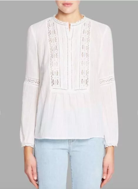 NWT Rebecca Taylor White Cotton Gauze Top Blouse Size 4