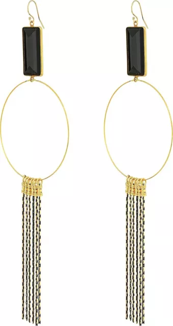 Vanessa Mooney 170950 Womens The Gwen Fringe Hoop Earrings Gold/Black