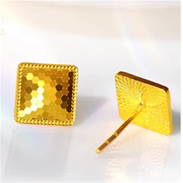 Pure 999 24K Yellow Gold Earring Women Lucky Full Star Earrings Hoop  1.9-2.1g