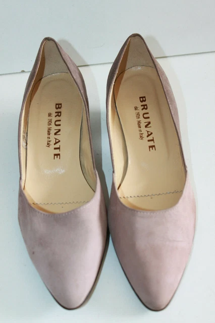 BRUNATE SCARPE IN Pelle Velour Grigio Parma Piccoli Tacchi T 38