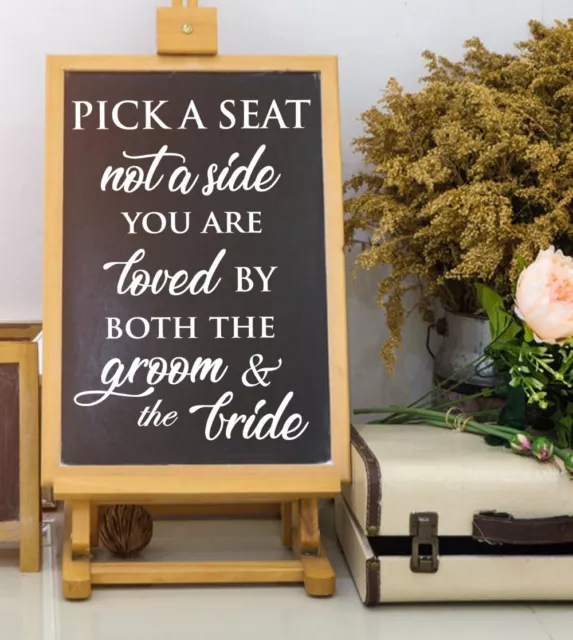Pick A Seat Wedding Sign Decals - Wedding Decorations Rustic Wedding Decor DIY