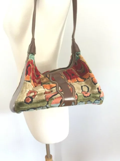 UNIQUE Shape 1960's MOD VINTAGE Cut Velvet CARPETBAG Purse Handbag Vegan Vinyl UNIQUE Shape 1960's MOD VINTAGE Cut Velvet CARPETBAG Purse Handbag Vegan Vinyl