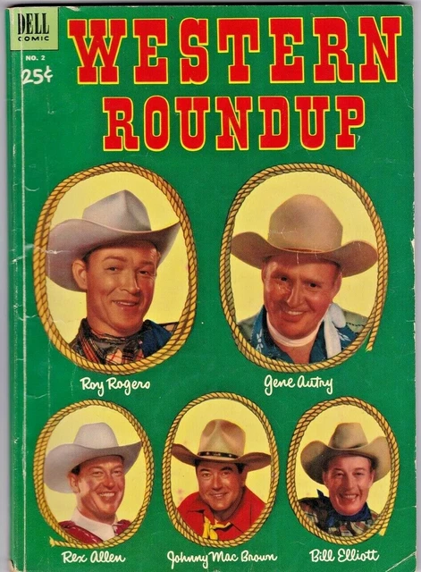WESTERN ROUNDUP # 2 (DELL) ROY ROGERS - GENE AUTRY - WILD BILL ELLIOTT (100 pgs)