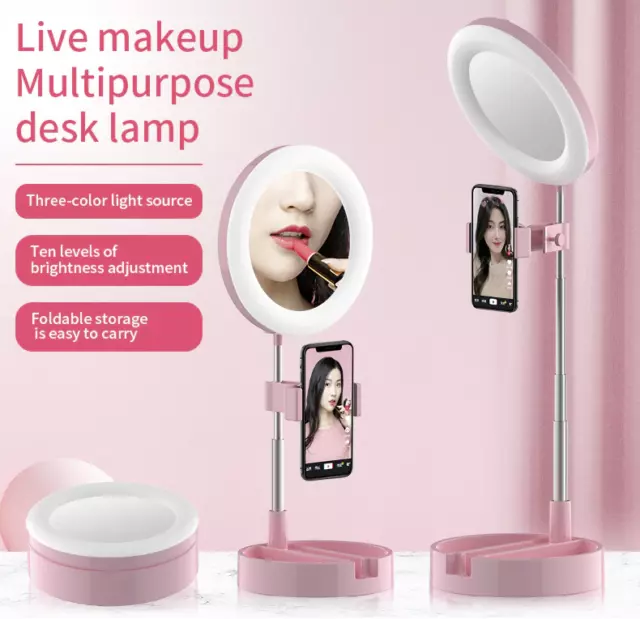Make Up Mirror Ring Light Phone Holder Stand Lamp Lighting Fill Kit LED Light UK