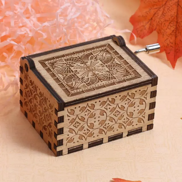 Hand Crank Music Box Mini Wooden Musical Toys Ornaments for Birthday Wedding