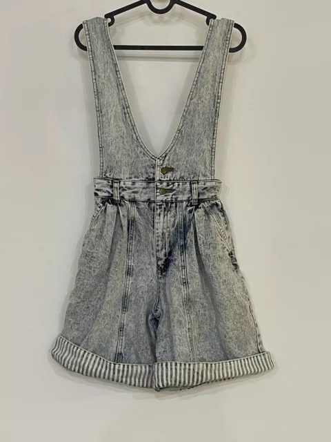 Vintage 1980’s Abigail Aldrich Denim Short Overalls Acid Washed Womens Size 5/6