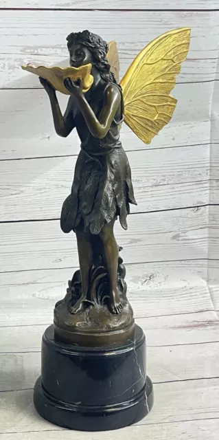 Fabulous "GOOD FAIRY Bronze Cast Metal Art Deco Nouveau Statue 17" Tall Statue