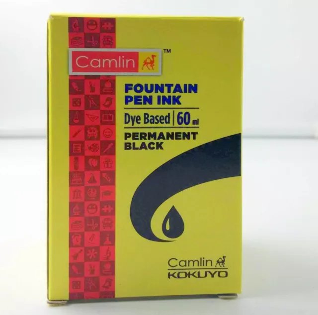 2 Tinta de pluma estilográfica Camel NEGRO PERMANENTE Botellas 60 ml 2 oz...