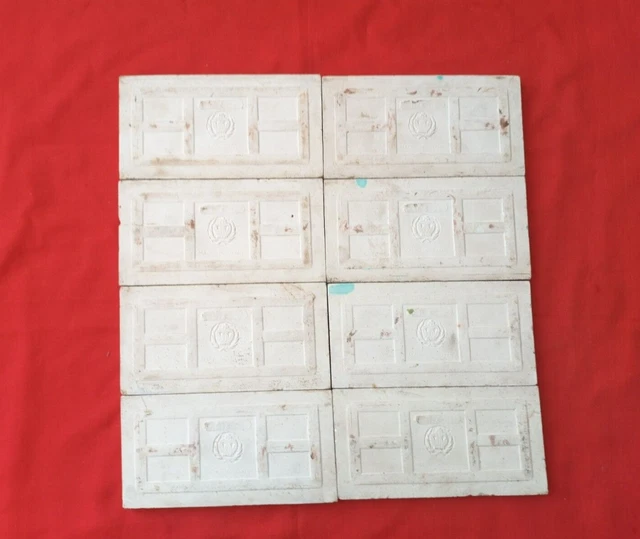 8 Piece Old Art Flower Design Majolica Ceramic Tiles Japan 0102 9