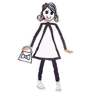 Childs Stick Girl Fancy Dress Costume Funny Outfit Girls Kids Book Day Week