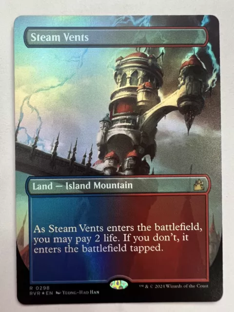 MTG Steam Vents (Borderless Foil) Ravnica Remastered NM