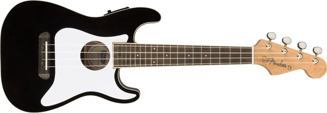 Fender Fullerton Stratocaster Acoustic-Electric Ukulele (Black)