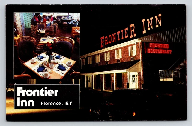 Florence KY Frontier Inn Hotel Motel Restaurant Night Multi View Vtg Postcard