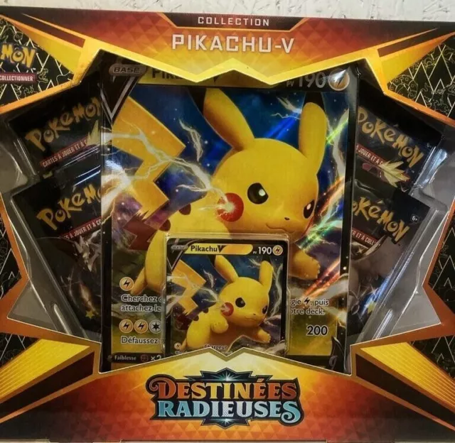 Coffret Pokemon Pikachu V 4x boosters Destinées Radieuses Neuf FR