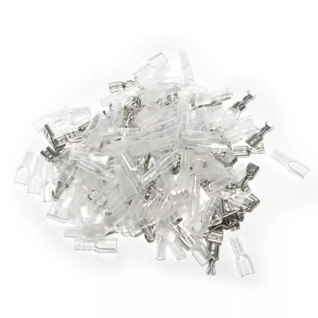 100pcs Female 4.8mm Spade Insulated Electrical Wiring Crimp Terminal Connectors