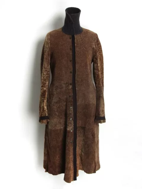 4000$ Womens Nigel Preston Sheepskin Reversible Long Overcoat Shearling size L
