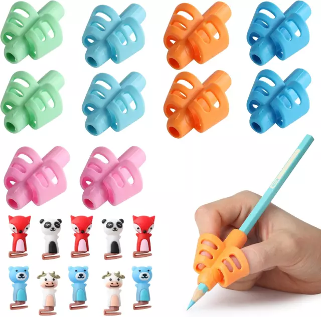- Pencil Grips for Kids Handwriting, 20 PCS (10 Finger Grips+10 Clips), Pencil G