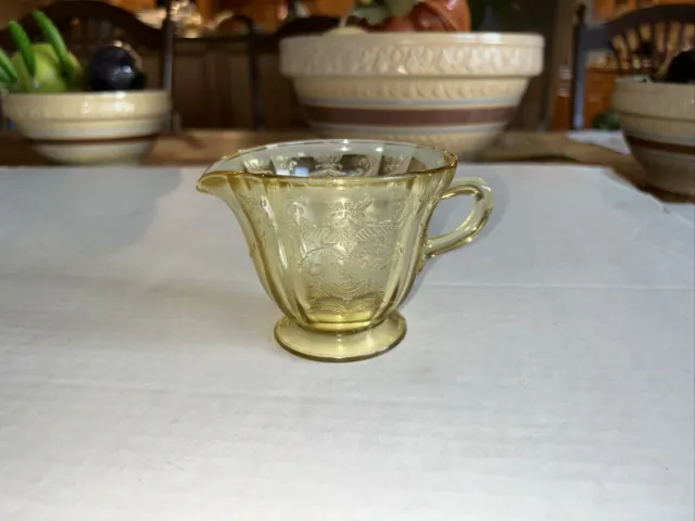 Vintage Yellow Amber Madrid Federal Depression Glass Creamer