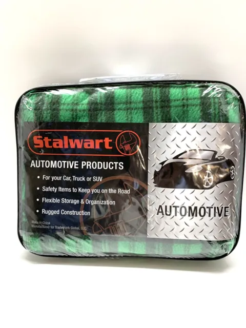 Stalwart Electric Green Plaid Automotive Heated Blanket 12 Volt Fleece NEW
