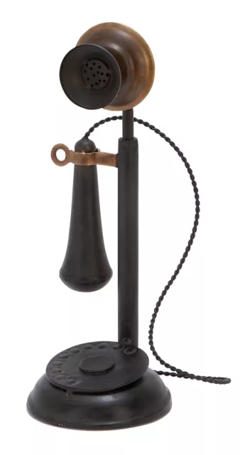 Black Metal Decorative Vintage Style Telephone Sculpture