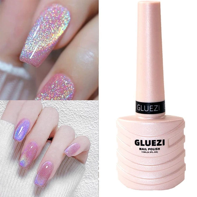 LED UV Paillettes Vernis à ongles œil de chat arc-en-ciel 15ML Gel imbibé Laser
