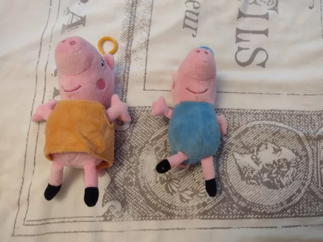 Peppa Pig 'Daddy Pig And 'George'  Key Ring Coin Purse Soft Toys