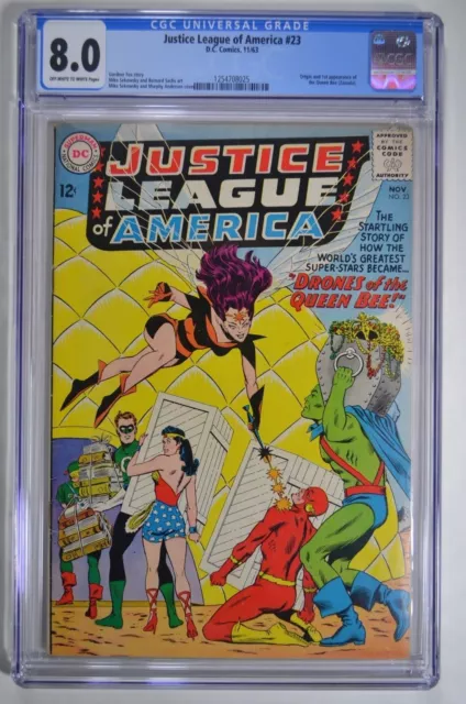 JUSTICE LEAGUE OF AMERICA #23 CGC 8.0 Origin 1st App. Queen Bee(Zazzala) DC 1963