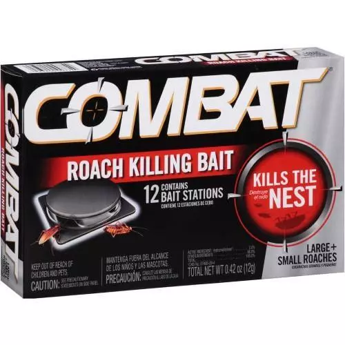 Combat Small Large Roach Killing Bait 12 Stations 3 Mo Supply - Damaged Package