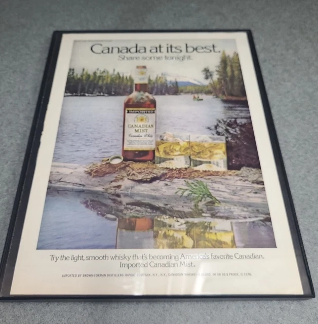 1977 vintage original print ad Imported Canadian Mist Whisky Framed 8.5x11