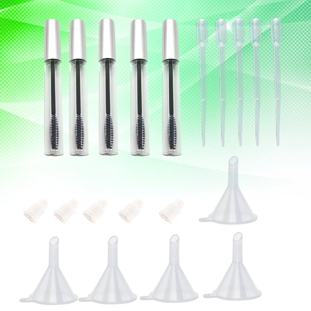 Leere Mascara-Tuben Mit Wimpernstab – 5 Stück, 10 Ml, Transparent/schwarz – Inkl. Trichter & Pipetten