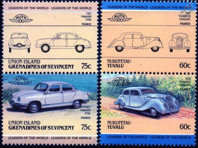 PANHARD Collection of 4 Car Stamps (Auto 100 / Leaders of the World)