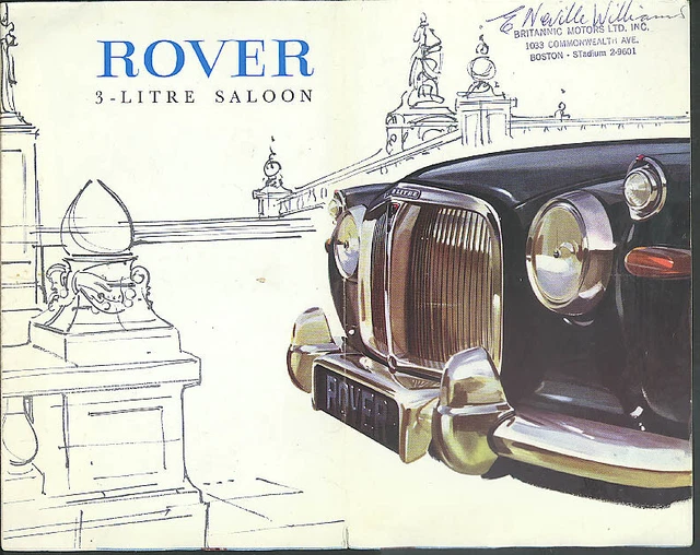Rover 3-Litre Saloon sales brochure folder 1957