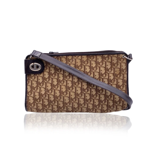 CHRISTIAN DIOR BORSA a Tracolla Vintage in Tela Col. Marrone EUR 462 00 PicClick IT