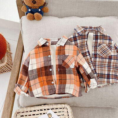 Baby Boys Plaid Shirt Long Sleeve Outerwear Warm Coat Tops Casual Daily Wear