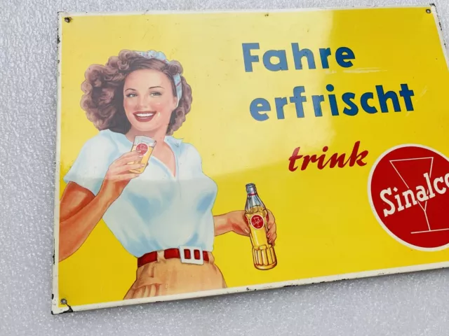 Blechschild Fahre erfrischt, Trink Sinalco 39x27cm -  um 1960 - kein Emailschild 2