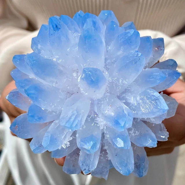 412G New Find BLUE Phantom Quartz Crystal Cluster Mineral Specimen Healing-AG 3