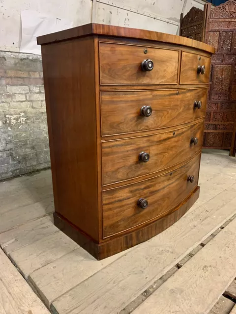 Magnificent Large Victorian Bow Front Chest Of Drawers 3