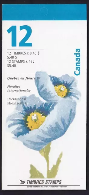 Canada 1997 Blue Poppy for Quebec en Fleurs, mint open BK#199b (1638a), 45¢ x 12