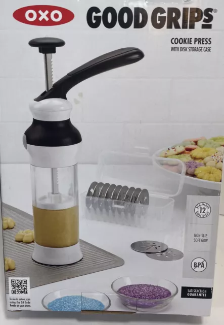 Juego de 14 piezas prensa de galletas OXO Good Grips nuevo en caja con estuche de almacenamiento en disco