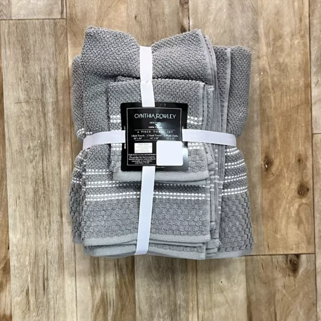 Cynthia Rowley Bathroom Hand Towel ~ Set of 2 ~ Dark Gray - NEW