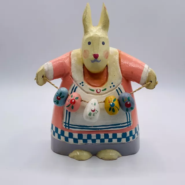 VTG Midwest Importers Easter Statue Bunny Rabbit Figure Wooden Egg Garland Folk