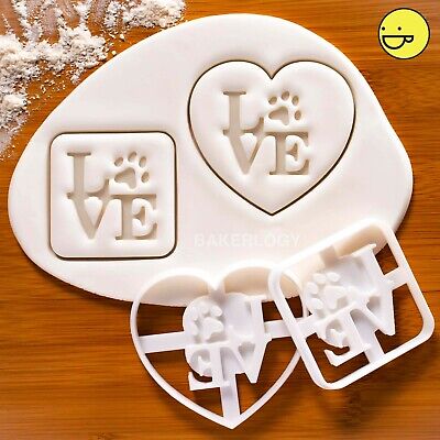 Set of 2 Philly LOVE with Paw print cookie cutters (Heart & Square) | dog paws