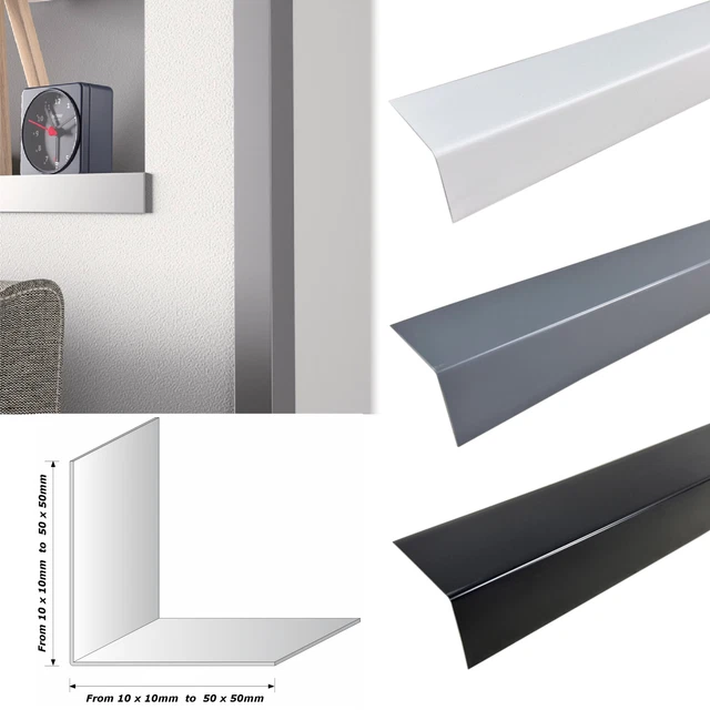 Grey Anthracite Plastic Corner Trim – 1-Metre Rigid Protection Strip For Walls & Edges
