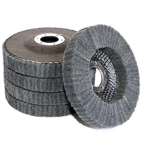 5Pcs 4.5" x 7/8" Nylon Fiber Buffing Wheel Scouring pad Flap Polishing Disc