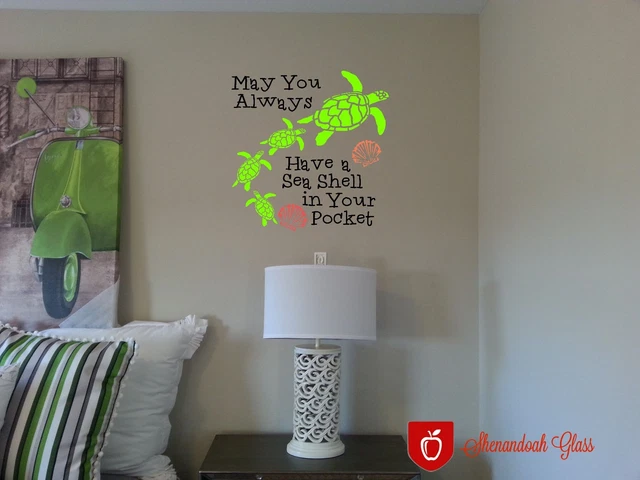 Beach Theme Vinyl Wall Art Turtles and Sea Shells