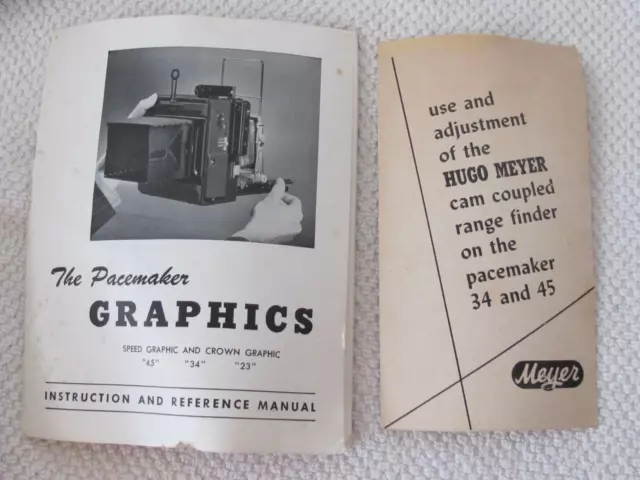 Orig Pacemaker Graphic Speed Crown Instruction Manual & Hugo Meyer Range Finder