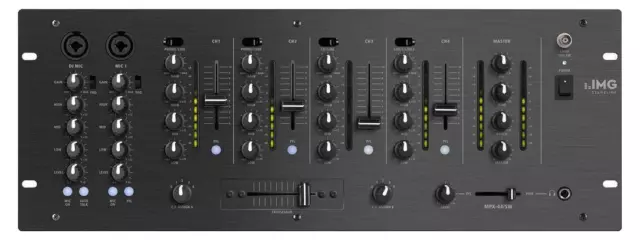 IMG MPX-44/SW 6-Kanal-Stereo-DJ-Mischpult Phono Line Mikrofon Anschluss Effekt