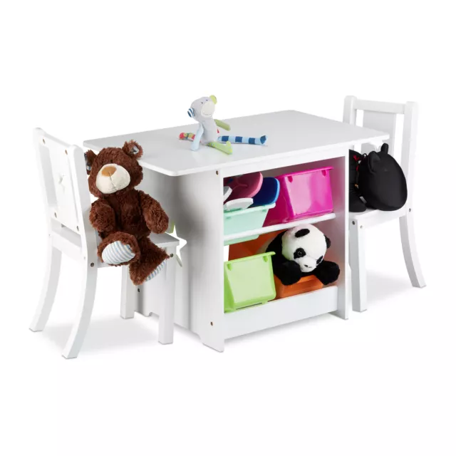 Set mobili bambini tavolino sedie bimbi arredamento cameretta porta giocattoli