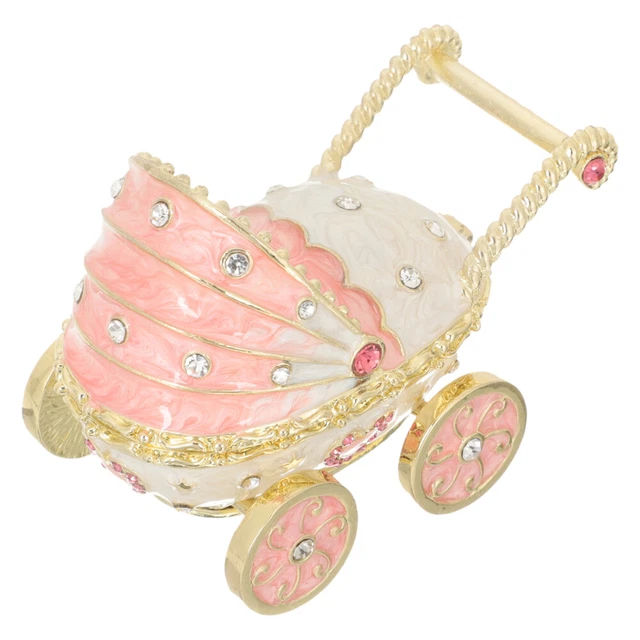 Pequeña caja de joyería decorativa carro cochecito en forma de joyería baratija caja decoración